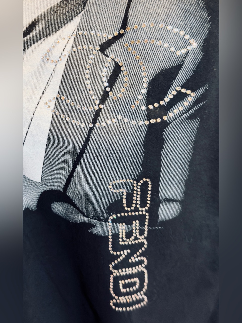 Karl Lagerfeld Swarovski Crystal Studded Tee Shirt - Double-sided with quote - Picture 5 of 6